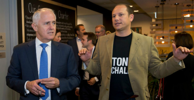Prime minister Malcolm Turnbull and Stone & Chalk CEO Alex Scandurra