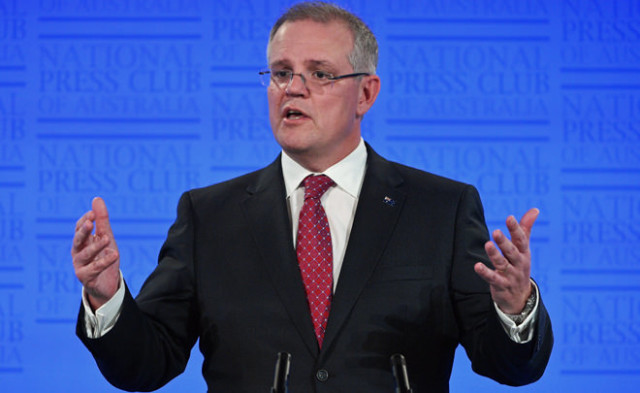 Australian Federal Treasurer Scott Morrison speaks at the National Press Club in Canberra, Wednesday, Feb. 17, 2016. (AAP Image/Mick Tsikas) NO ARCHIVING